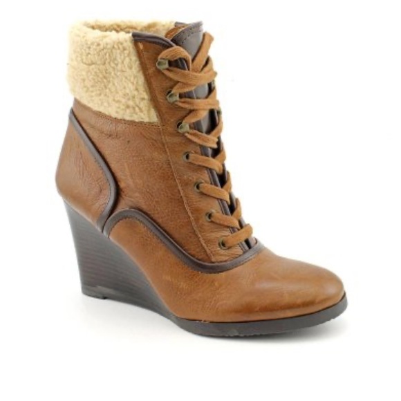 Franco Sarto Waverly Brown Leather Ankle Boots - Picture 2 of 7